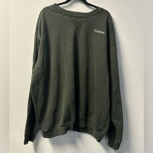 '05 CARHARTT men's green midweight embroidered crewneck sweater, 2XLT.
